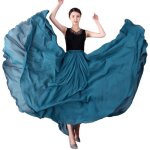 Jupe longue vase en mousseline de soie - youcai - femme - bleu - grande jupe balanoire