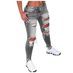 Femmes couleur unie trou taille basse jeans flares cheville pantalon de mode pantalon m32676