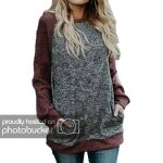 Femmes daily stitching pocket casual manches longues flowy tunique shirt tops chemisier