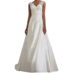 Femme dentelle mousseline broderie sans manches partie longue robe de cocktail col en v robe de marie ...