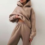 Femme ensembles pantalon + sweat court � capuche chic survetements manche longue surv�tement femme sport ...