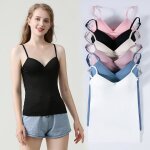 Femmes filles mode basique soutien - gorge rembourré confortable bretelles spaghetti v cou gilet cami ... Femmes filles mode basique soutien - gorge rembourré confortable bretelles spaghetti v cou gilet cami ...
