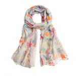 Femme foulard imprime floral grande echarpe chle ultra - lger respirant elgant cadeau 180 * 70cm gris ...