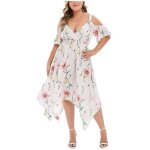 Femmes de grande taille off �paule impression dentelle chemise � fleurs en mousseline de soie tops chemisier ...