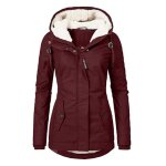 Femme hiver parka à capuche manteau hiver chaud à capuche veste long rouge Femme hiver parka à capuche manteau hiver chaud à capuche veste long rouge