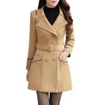 Les femmes laine  double boutonnage manteau lgant travail  manches longues veste bureau mode kaki ...