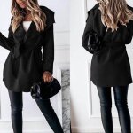 Femme longues vestes longues manteaux en laine solide double boutonnage chaud blet outwear yxp201020652bkm ...