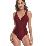 Femme maillot de bain 1 pi�ce � d�collet� plongeant swimsuit maillot 1 pi�ce maillot rouge vif