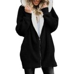 Manteau femme - peluche douce et confortable - noir