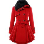 Femme manteau chaud longues manteau dhiver manteau mlange de veste trench blouson  capuche rouge