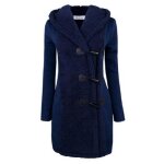 Femme manteau long a capuche bleu