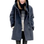 Manteau daffaires mi - longue � capuche pour femme - marque - marine - coupe - vent et chaud
