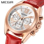 Femmes montres megir top marque quartz montre dames cadeau rouge bracelet montre