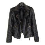 Femme perfecto courte simili cuir veste col  revers veste  fermeture clair zip up veste punk en pu ...