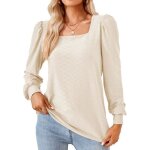 Femme pull manches longues col carr casual pullover lche tops couleur unie pour printemps et automne ...