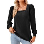 Femme pull manches longues col carr casual pullover lche tops couleur unie pour printemps et automne ...