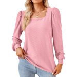 Femme pull manches longues col carr casual pullover lche tops couleur unie pour printemps et automne ...