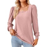Femme pull manches longues col carr� casual pullover l�che tops couleur unie pour printemps et automne ...