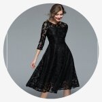 Femme robe 2018 printemps nouveau rond col slim fit amincissant mi - longue dentelle
