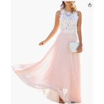 Femme robe maxi longue avec dentelle mousseline de soie sans manches elgant dos nu dress de soire crmonie ...
