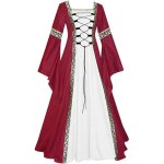 Robe mdivale  manches longues vintage victoria halloween renaissance costume - femmes - lie de vin ...