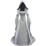 Robe mdivale  capuche - femmes - manches longues - blanc