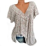 Femmes t - shirt  manches courtes col en v profond hauts dcontracts floral dames t tunique hauts ...