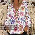 Femmes plus size manches longues imprim� floral manches bouffantes chemisier pull tops chemise