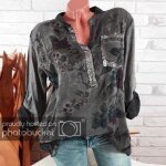 Femmes plus size v - cou imprimer manches longues paillet�e pull tops chemisier chemise