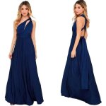 Robe longue maxi multi way wrap pour femmes - polyester spandex - bleu marine - uk 14 - 16 (xl) Robe longue maxi multi way wrap pour femmes - polyester spandex - bleu marine - uk 14 - 16 (xl)