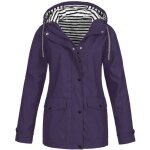 Veste de pluie extérieure grande taille imperméable à capuche pour femmes - violet Veste de pluie extérieure grande taille imperméable à capuche pour femmes - violet