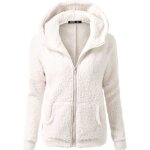 Femme sweat à capuche fleece - marque - veste polaire zippé - chaud automne hiver - blanc Femme sweat à capuche fleece - marque - veste polaire zippé - chaud automne hiver - blanc