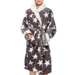Femmes toison luxe sherpa encapuchonn robe de chambre grise toile peignoir de bain cadeau pour dames ...