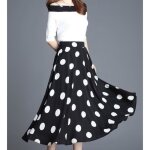 Femme vintage dt impression jupe longue en mousseline de soie taille haute lastique lgant jupe ...