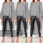 Femmes volants  manches irrgulires chemise sweat overs longues hauts chemisier