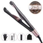 Fer  friser professionnel fer  friser 2 en 1 tourmaline cramique torsad fer plat pour tous les types ...