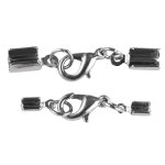 Fermoir � bijoux - rayher - carabinier argent� - lot de 2 pi�ces - pour rubans 2mm et 4mm - mixte