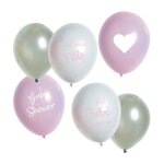 Ballons de baudruche - le geant de la fete - baby shower fille - latex - 25 cm - lot de 6