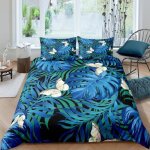 Feuilles tropicales et papillons parure de lit 3 pieces 1 housse de couette 200 * 200cm et 2 taies doreillers ...