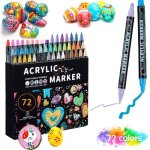 Feutre acrylique 72 couleurs freosen - double pointe - pour pierre bois verre plastique toile