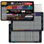 Feutres cr�atifs - stabilo - kit creative tips arty urban - 50 pi�ces - pinceau feutre fin 10 mm