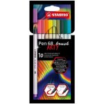 Feutre pinceau - stabilo - pen 68 brush arty - �tui de 10 - pointe pinceau flexible - mixte