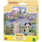 Figurines articul�es - sylvanian families - duo b�b�s en habits de pluie - panda et souris marshmallow ...