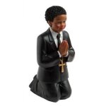 Figurine de communiant - unique - gar�on qui prie - 117 cm - noir - d�coration de g�teau