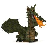 Figurine dragon ail� vert avec flamme - papo - le monde enchante - pour enfant