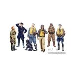Figurines maquettes - master box - pilotes c�l�bres 2e gm - plastique 54mm (1 / 32) - 7 fig. + chien ...