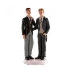 Figurine dcorative - no name - couple gay enlac - 19 cm - noir / gris