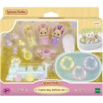 Figurines miniatures - sylvanian families - 5707 - les tripl�s lapin cr�me et accessoires de bain