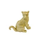 Figurine - no name - panth�re assise r�sine dor�e - blanc - 6cm