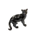 Figurine - no name - panth�re debout - r�sine - 10 cm - noir et blanc - d�coration int�rieure